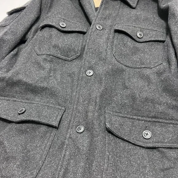 Old Navy Wool Field Coat 7 Pocket Black Small - Picture 11 of 13